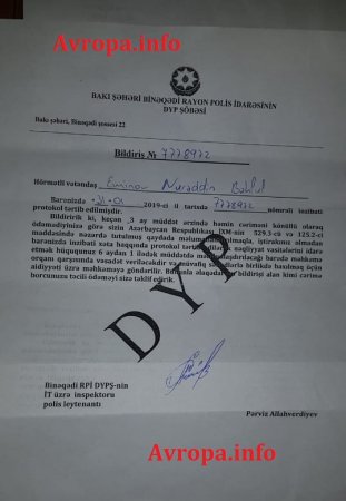 DYP sürücü olmayan tələbəyə “avtobus sürücüsü” adı ilə 5 müxtəlif cərimə yazdı - FOTO
